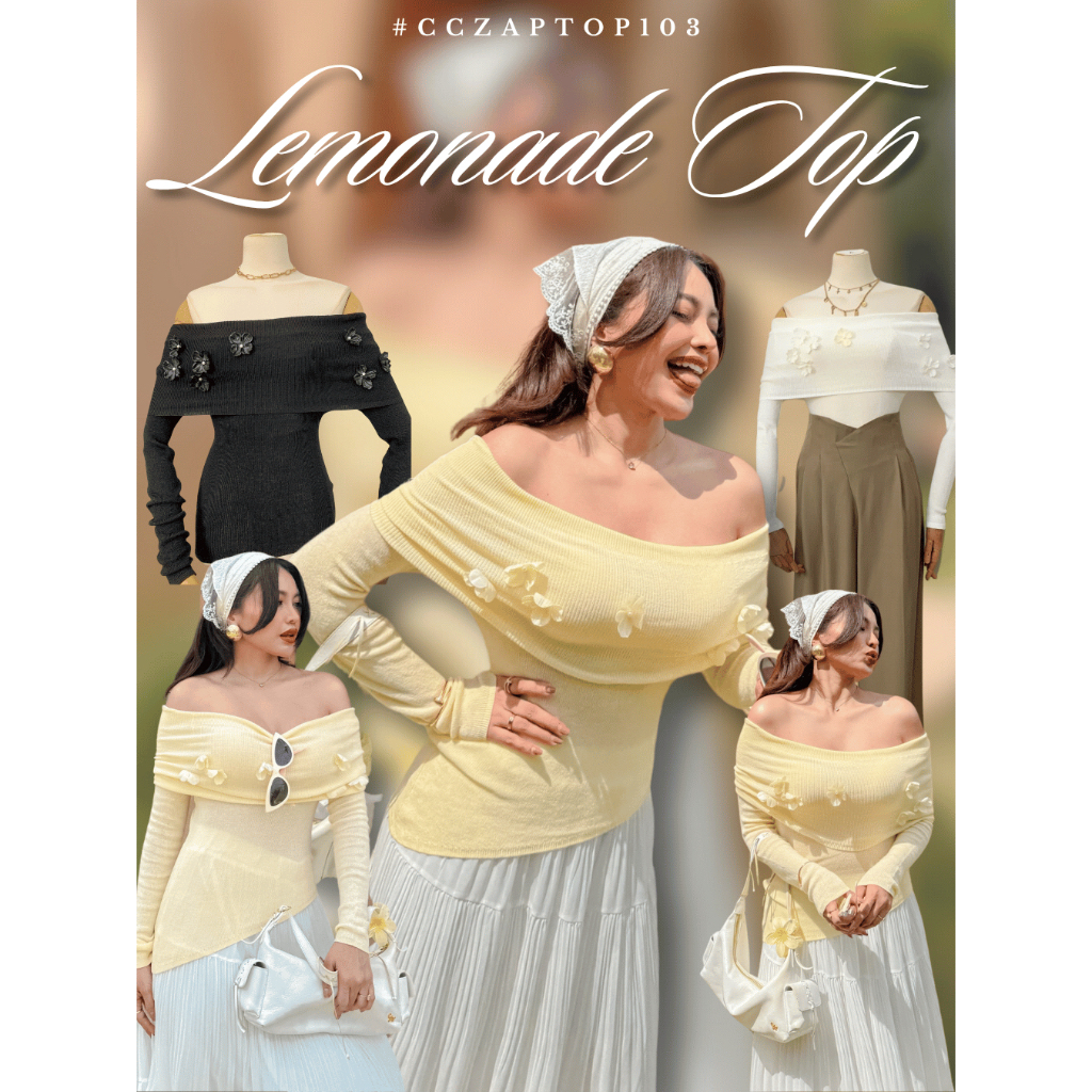 Chuuclothing Lemonade Top [พร้อมส่ง butter [เหลือง black [ดำ] white [ขาว] เก็บโค้ดหน้ากิจกรรม