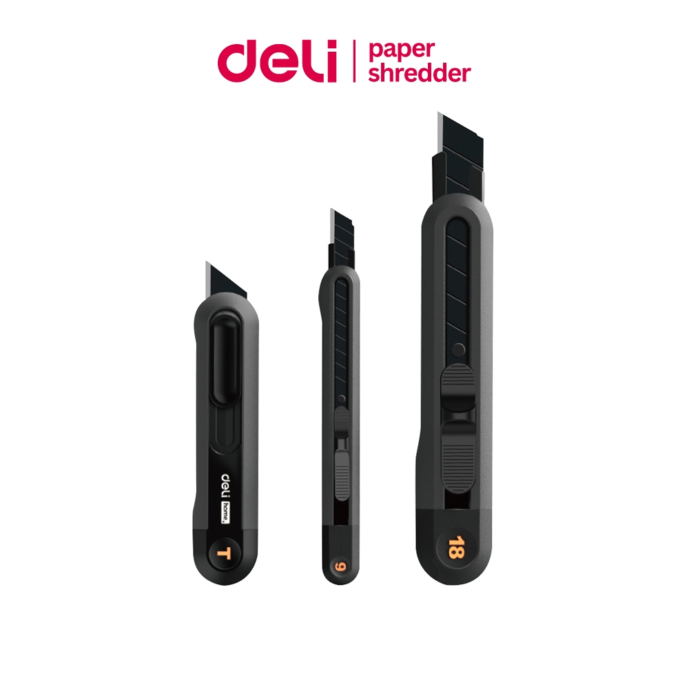 Deli มีดคัตเตอร์ คัตเตอร์เปิดกล่อง ใบมีดคม ประสิทธิภาพสูง ทนทาน ดีไซน์มินิมอล Cutter Knife