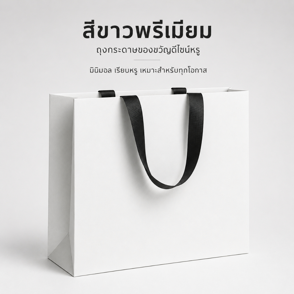 กระเป๋าของขวัญกระดาษเคลือบด้าน ถุงกระดาษอาร์ต พรีเมี่ยมหูริบบิ้น ถุงกระดาษขาว สำหรับของขวัญวันเกิดและโอกาสพิเศษInstagram