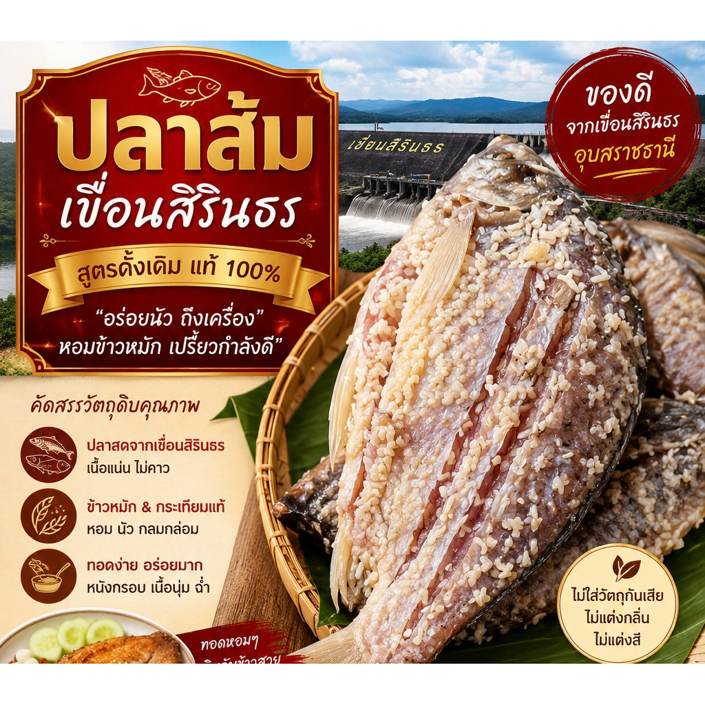 ปลาส้มเขื่อนสิรินธร พร้อมทอด หอม อร่อย ทำสดใหม่ทุกวัน (0.5kg)