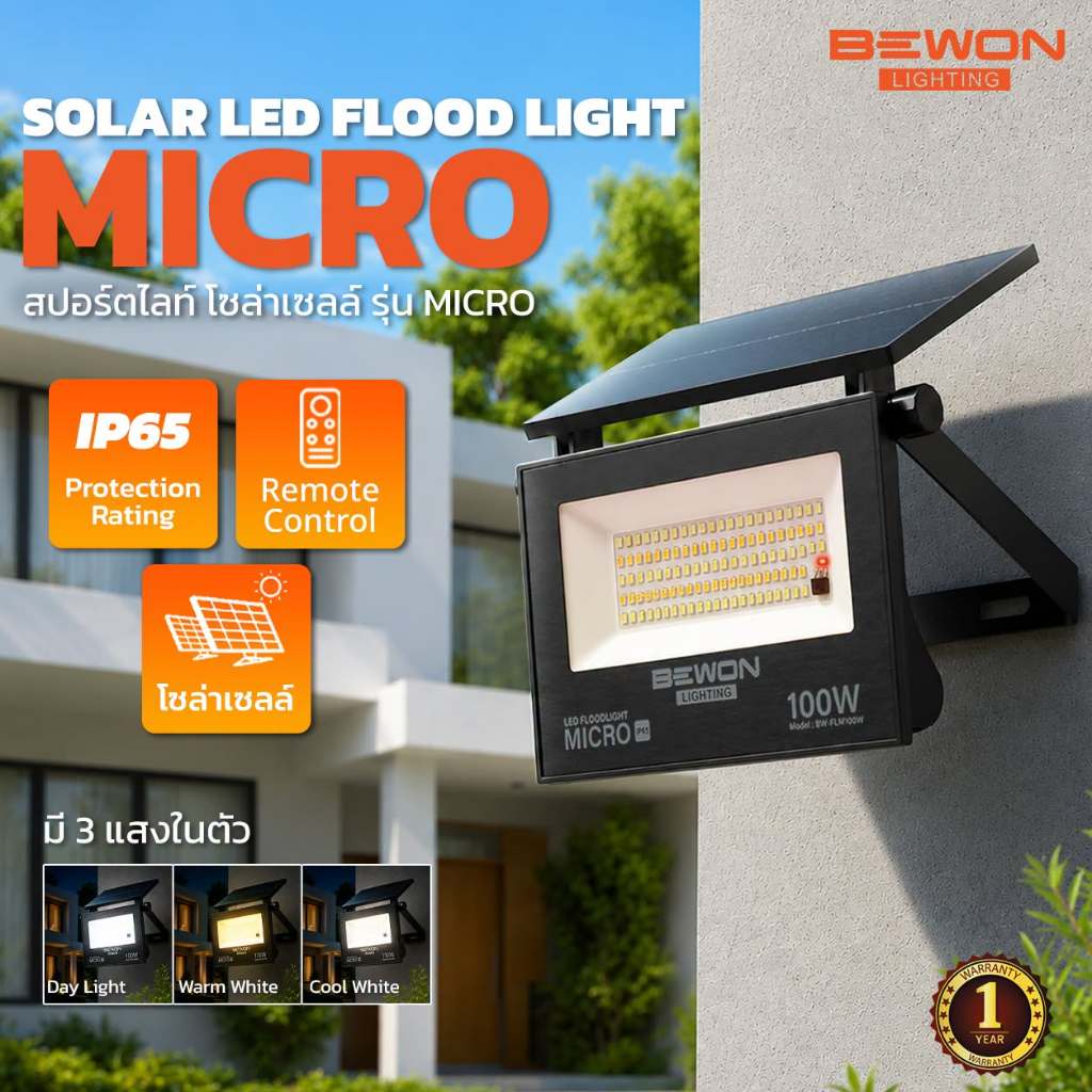 สปอร์ตไลท์โซล่าเซลล์ รุ่น Micro Solar Floodlight 3in1 *