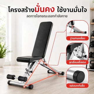 ม้านั่งดัมเบล ม้านั่งออกกำลังกายพับได้ SIT UP BENCH อเนกประสงค์ สำหรับซิทอัพและยกดัมเบล ที่บ้าน
