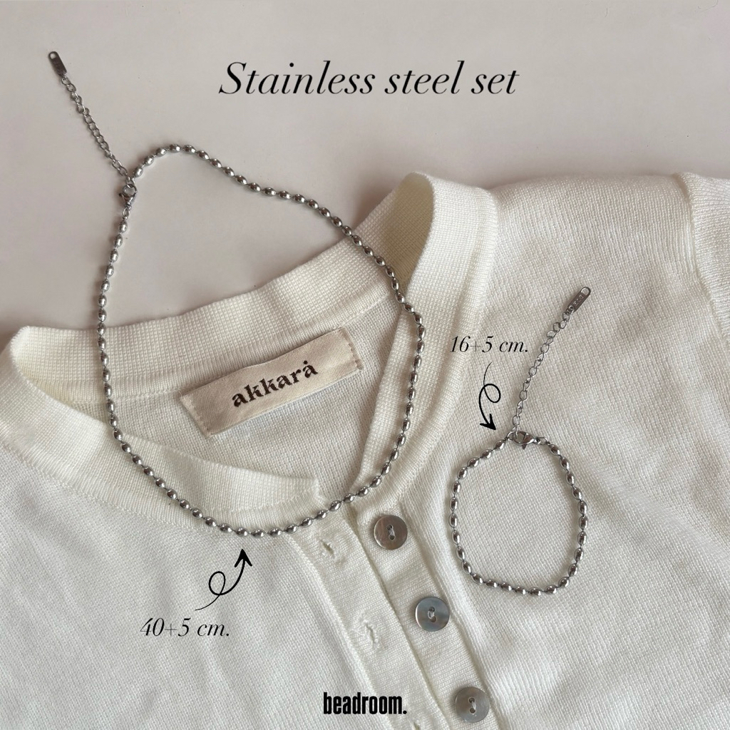 beadroom. - Stainless steel set เซตสร้อยและกำไลสแตนเลส ไม่ลอก ไม่ดำ