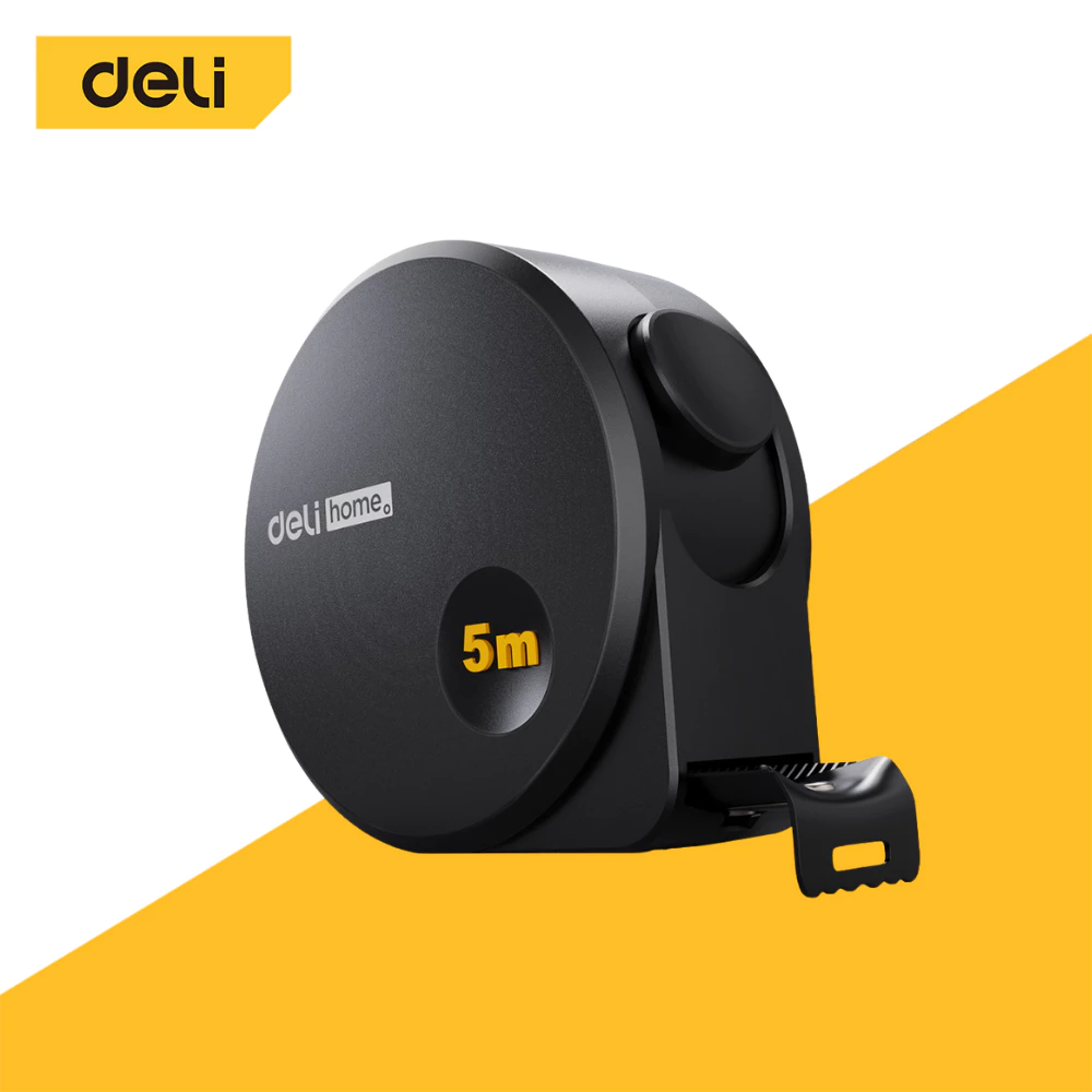 Deli ตลับเมตร ตลับเมตรพกพา วัสดุเคลือบดำ มีตัวล็อค มี 3 สี ความยาว 2 ขนาดให้เลือก Steel Measuring Tape