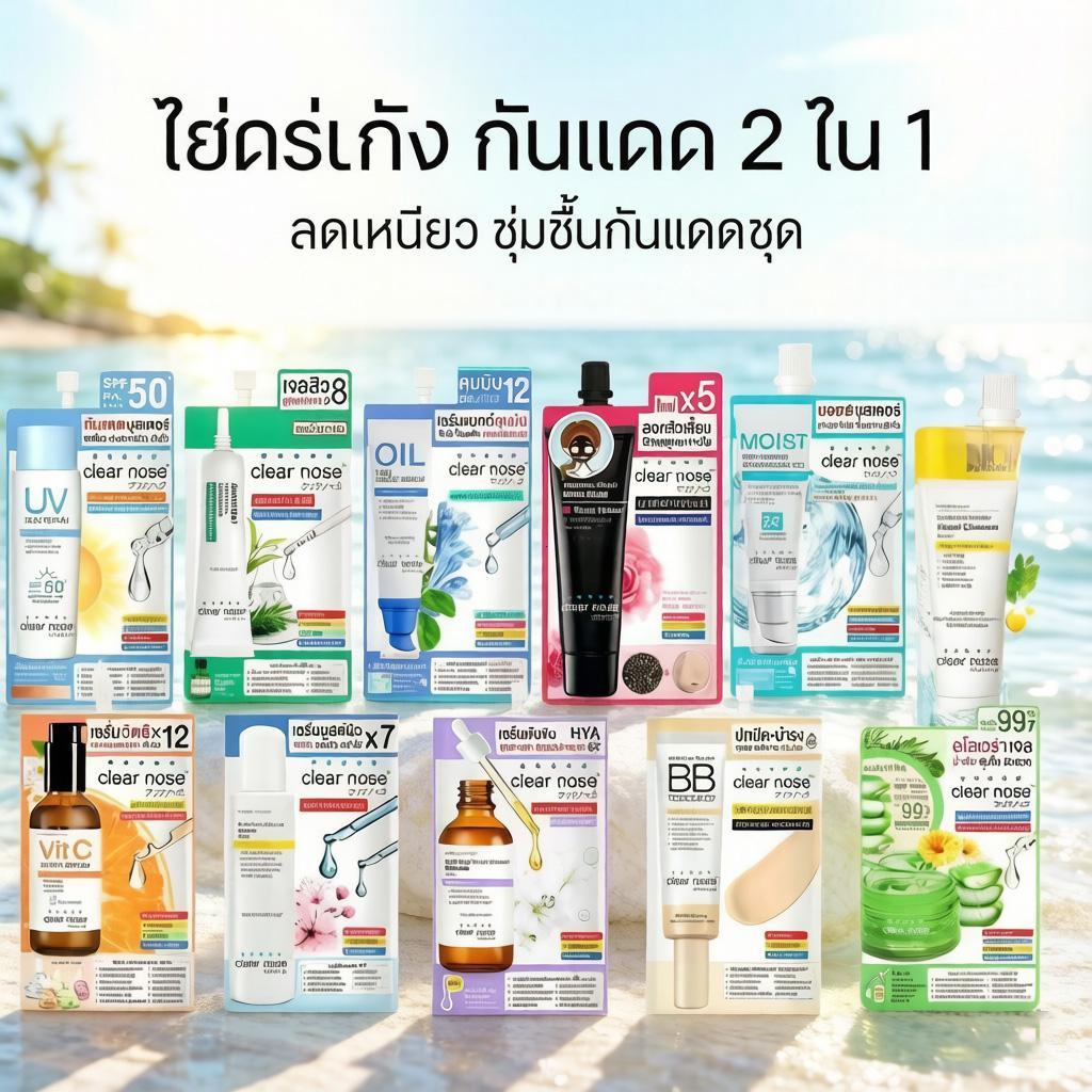 ยกกล่อง x 6ซอง Clear Nose กันแดด ครีมซอง มอยส์ เคลียร์โนส แบบยกกล่อง ครบ 10 สูตร (UV/Serum/Moist/)