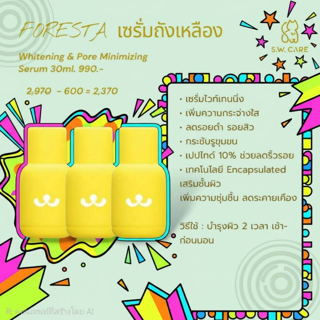 (ตัวแทน) Foresta Whitening & Pore Minimizing Serum ส่งฟรีEMS