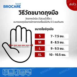 ถุงมือไนไตรแท้ สีฟ้า Brocare ชนิดไม่มีแป้ง อเนกประสงค์ สัมผัสอาหารได้ เก็บขี้ยาง ( ส่งไวพร้อมส่ง⚡️)