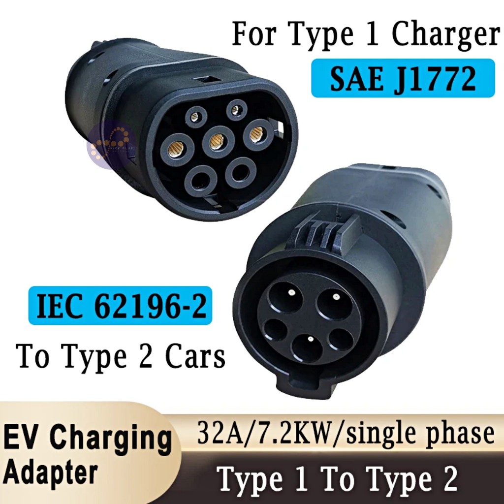 รถยนต์ไฟฟ้า EV อะแดปเตอร์ 16A 32A J1772 หัวแปลง Type1เป็น Type2 ปลั๊ก EV อะแดปเตอร์, ไฟฟ้ารถยนต์ Cha