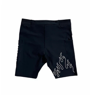 กางเกงรัดกล้ามเนื้อ เข้มแข็ง HT V.2 @khemkhaengrunningclub Half Tights Black “สีดำ“ V.2 ไฟลุกปลุกใจ FIRE “รีเฟล็ก”