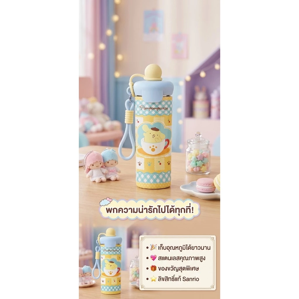 กระบอกน้ำเก็บอุณหภูมิ 600ML. SUN316. ลิขสิทธิ์แท้ *กล่องด้านนอกลายชินนามอล*