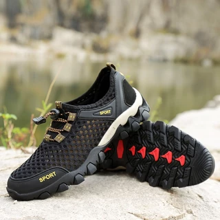 Dee_StepShoes รองเท้าลุยน้ำสำหรับผู้ชาย ผ้าตาข่ายระบายอากาศได้ดี ไม่ลื่น สำหรับเดินป่ากลางแจ้ง พื้นยาง36-46