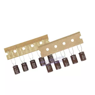 (จำนวน 5ชิ้น) 220UF 25V NIPPON 105C SIZE 8X11.5MM. TAPPING สีน้ำตาล ขาห่าง คาปาซิเตอร์