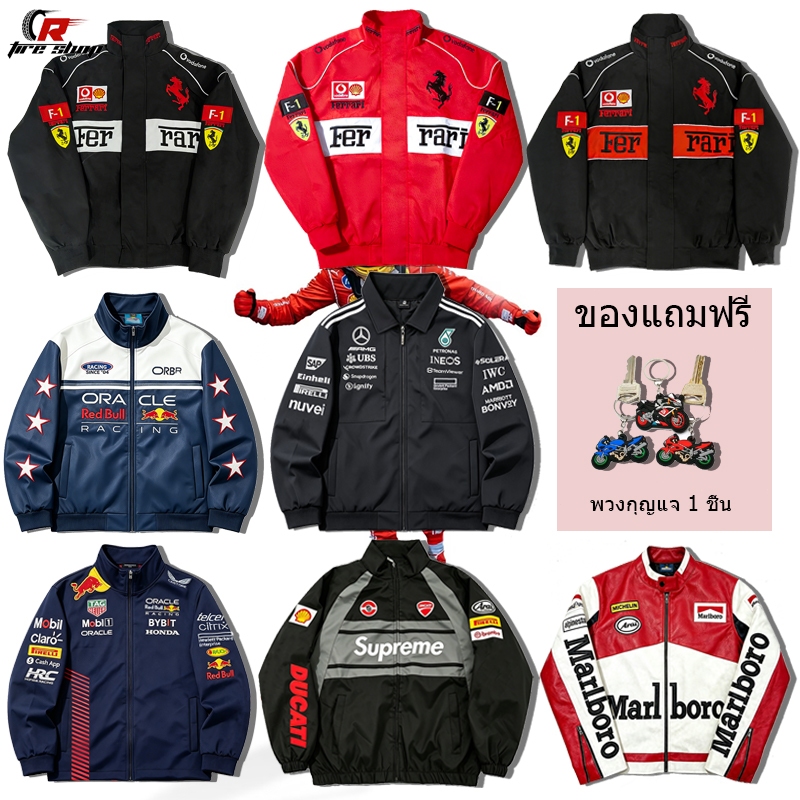 F1 Ferrari เสื้อแจ็กเก็ตรถแข่งผู้หญิง งานปักทั้งตัว คุณภาพสูงผ้า เสื้อกันลมกันน้ํา วินเทจมอเตอร์ไซค์สไตล์ สไตล์เป็นกลาง