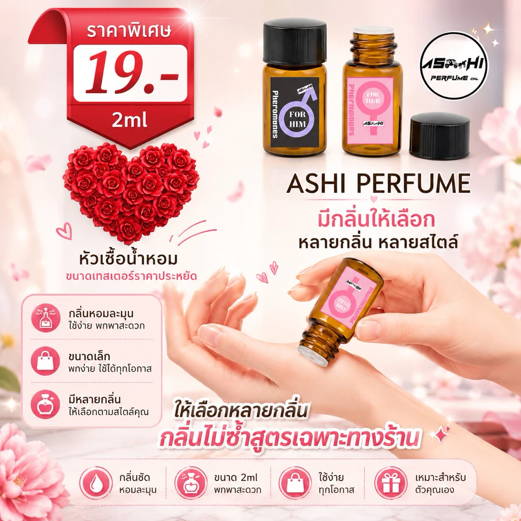 ASHIหัวเชื้อล้วนมีให้เลือกกหลายกลิ่นขนาดเทส2mlราคาประหยัดสำหรับคนเทสกลิ่น สุดคุ้ม ราคาสบายกระเป๋ามีกลิ่นให้เลือกเยอะ