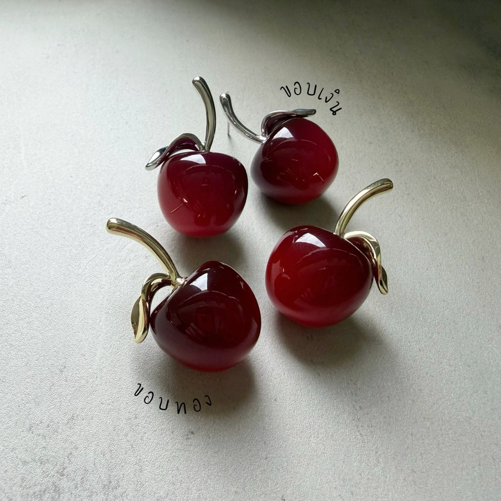 ต่างหูเชอร์รี่ก้านสั้นติดหูเก๋ๆ🍒