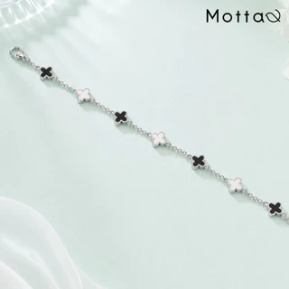 Motta Bracelet สร้อยข้อมือชุบทองคำขาว ใบโคลเวอร์สลับสี สร้อยข้อมือคุณหนู ดีไซน์หรูหรา