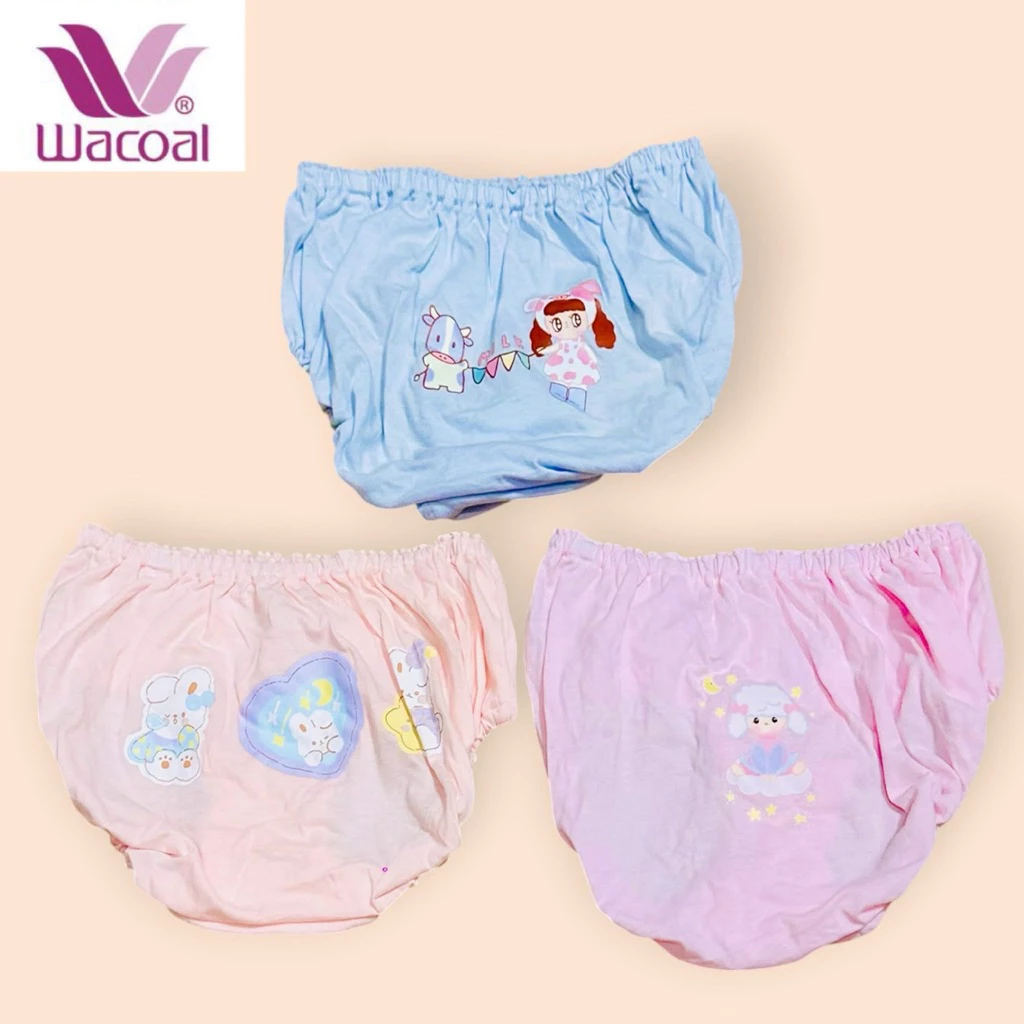 Wacoal Bloom Panty Cotton HALF กางเกงในร้อยยาง ชุดล่ะ 3ตัว กางเกงในเด็กผู้หญิง คละลายเท่านั้น ไม่มีแพ็ค Size M,L,XL,XXL