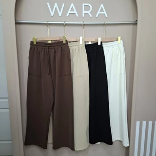 [ CP1 ] WARA กางเกงขายาวสบายพุง(มีเชือก) ผ้า Cotton 260g