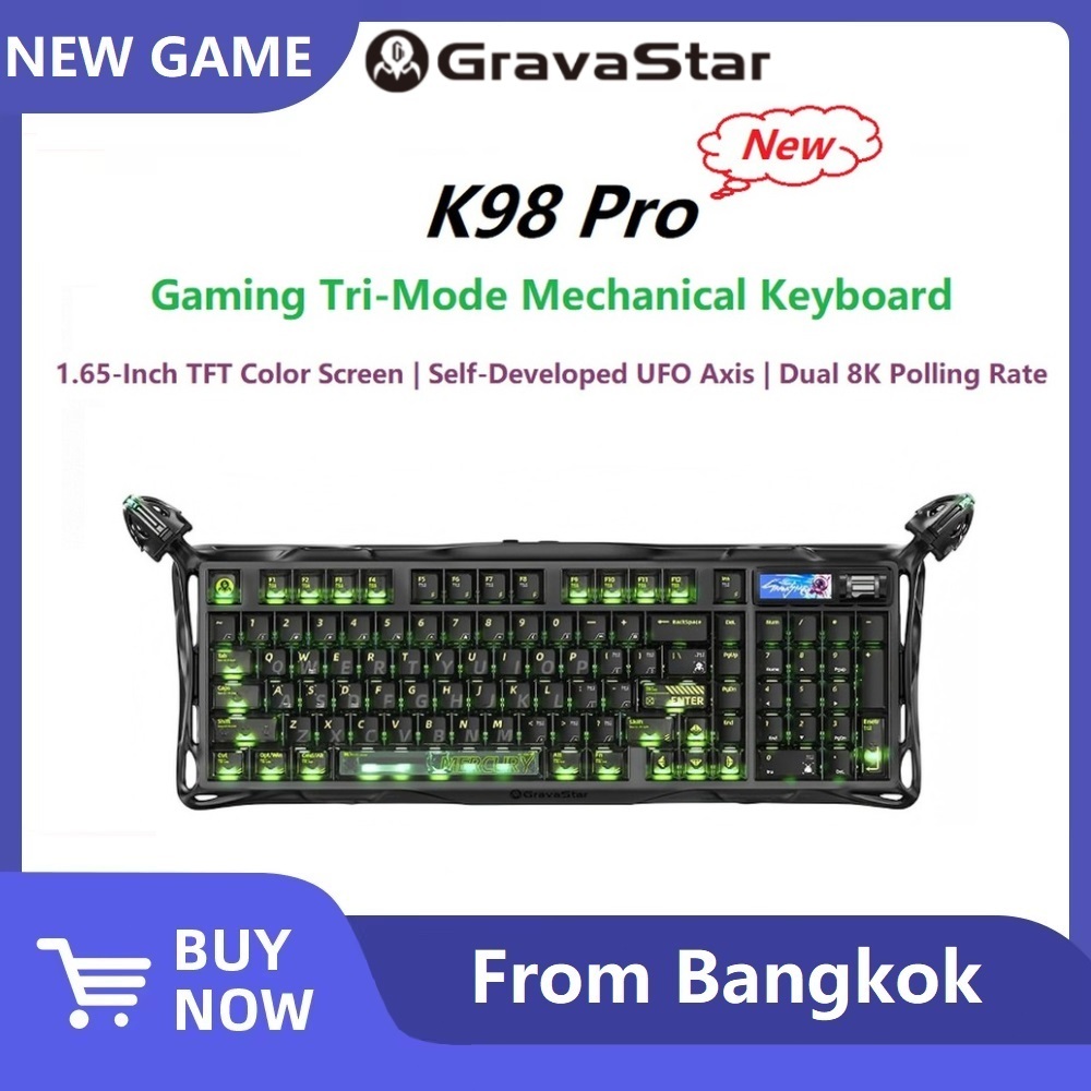 Local Gravastar K98 Pro คีย์บอร์ดเกมมิ่งแบบกลไก พร้อมระบบไร้สายแบบสามโหมดความละเอียด 8K