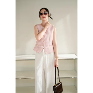 6028-2 กั๊กผ้าทวิต กระดุมทอง งานป้าย vshopbrand
