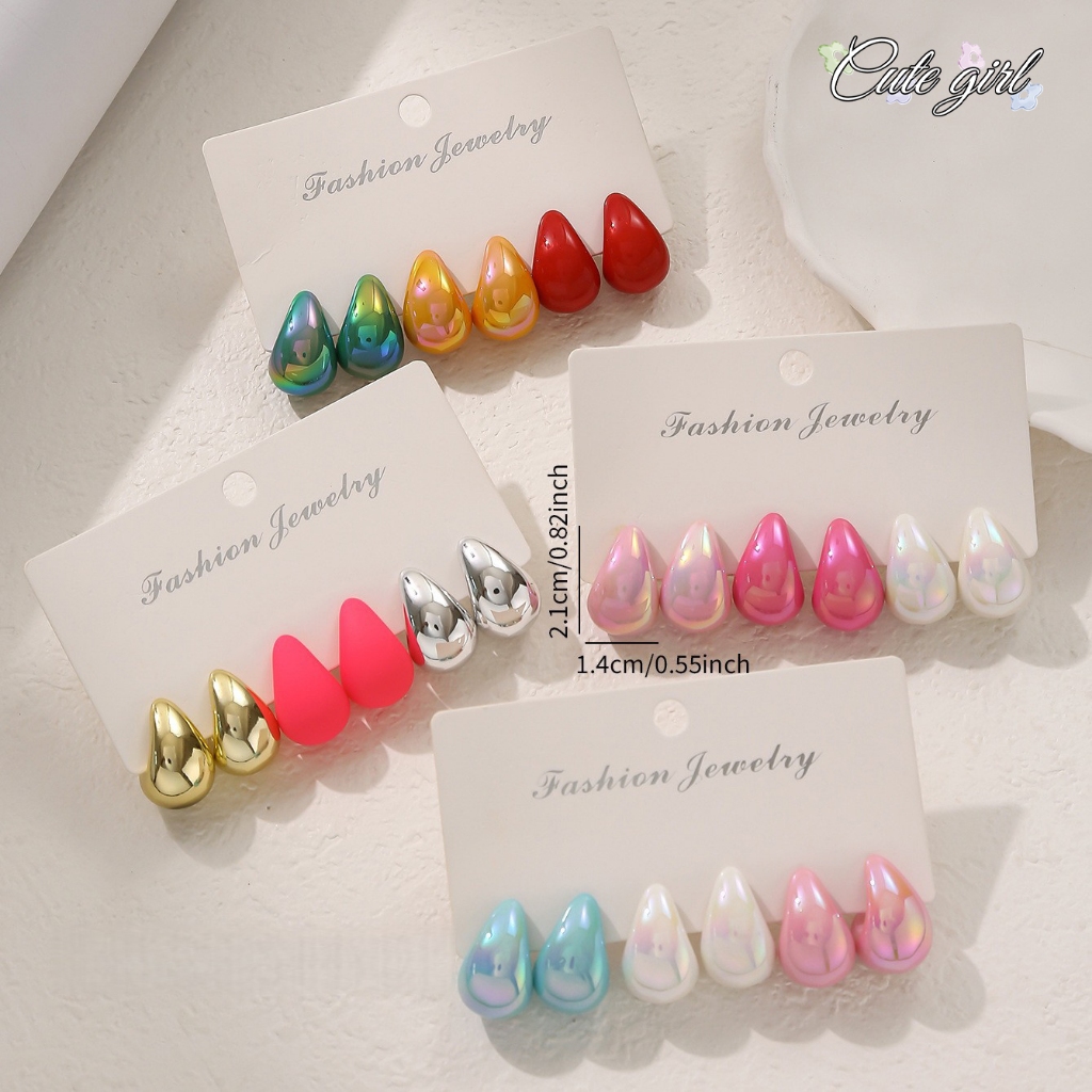 earings ต่างหู รูปทรงหยดน้ำ retro หรูหรา สไตล์เกาหลี fashion and accessories คุณภาพสูง ส่งเร็ว COD