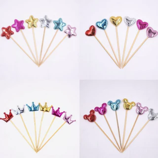 ป้ายปักเค้ก ตกแต่งเค้ก มีหลายแบบ5ชิ้นต่อชุด