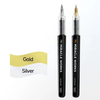 MW ปากกาอะคริลิค Acrylic Markers สีเหลืองและสีเงิน ดินสอสี สำหรับวาดภาพบนผ้าใบ แก้วหิน แก้ว เครื่องเขียน เครื่องเขียน
