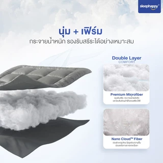 SleepHappy Topper ท็อปเปอร์นุ่มฟู อยู่ทรง ไม่ยุบตัว นุ่มนอนสบาย ใช้งานง่าย รัดมุม 4 ด้าน หนา 8 ซม รุ่น Soft Cloud Topper