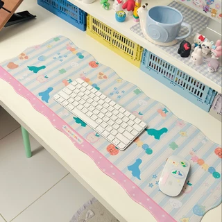 Giant mousepad/Desk mat : Curvy Stripe ที่รองเมาส์ขนาดใหญ่ขอบหยักน่ารักลายทาง 80x30cm | Stickwithme4ev