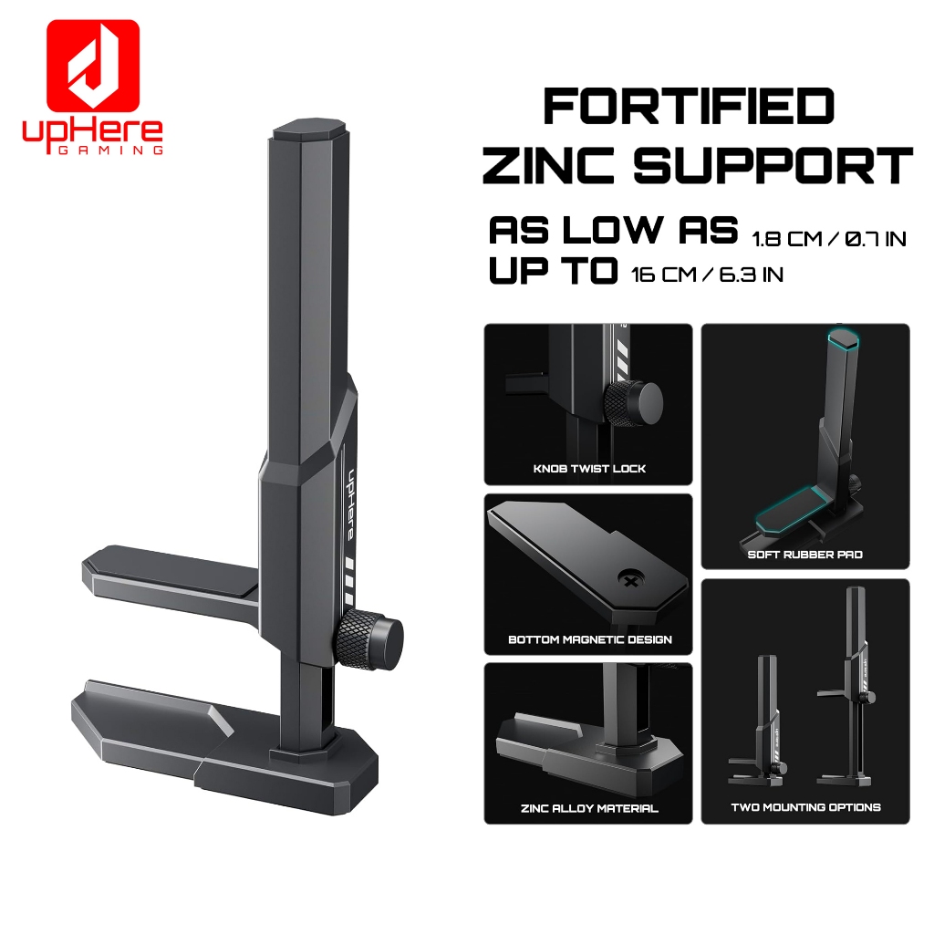 ที่ค้ำการ์จอ Fortified Zinc Alloy ปรับระดับได้ 18-160mm, Adjustable GPU Support Holder