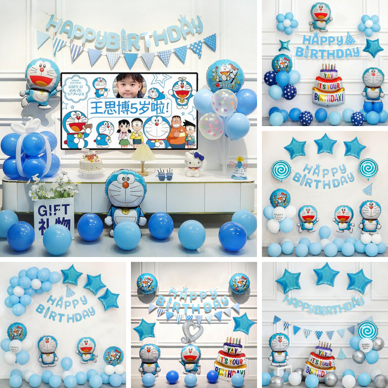 พร้อมส่ง ลูกโป่งโดเรม่อน ลูกโป่งฟอยล์ ฮีโร่ ลูกโป่งการ์ตูน HAPPY BIRTHDAY สําหรับตกแต่งวันเกิดเด็กผู้ชาย