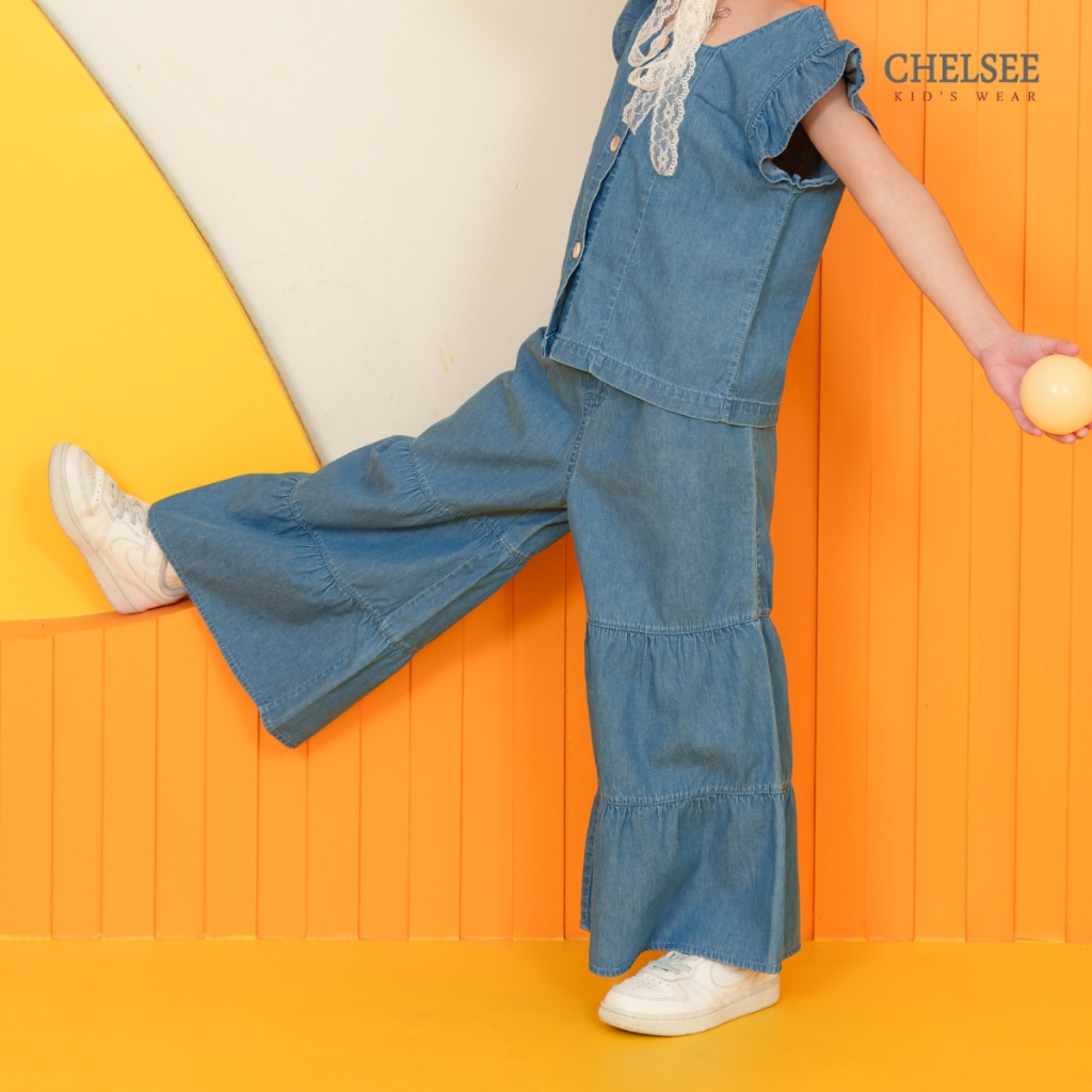 Chelsee طقم بنات بلوزة وجينز واسع — صورة 7
