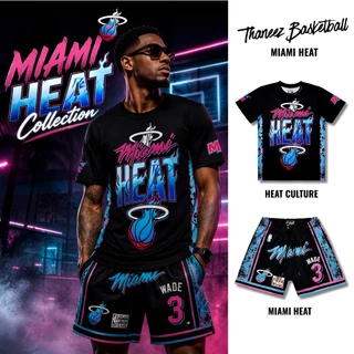 เสื้อแขนสั้น และกางเกงกีฬา กางเกงบาสขาสั้น MIAMI HEAT Collection [ มีไซส์ใหญ่ ]