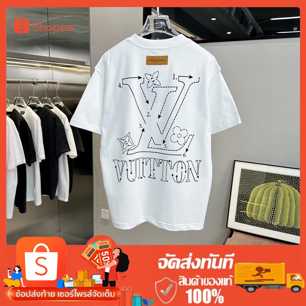 Authentic คอตตอน loยูisvวีuiton เสื้อยืดLวีV2026 Monogram 3D Gradient Print T-Shirt แบบยูนิเซ็กส์
