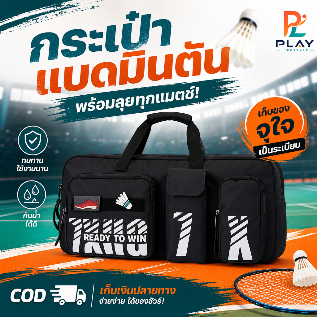 จุเยอะ! กระเป๋าแบดมินตัน มัลติฟังก์ชั่น มีช่องใส่รองเท้าและไม้แบด กระเป๋ายิม กระเป๋ากีฬา สไตล์สปอร์ตเท่ๆ