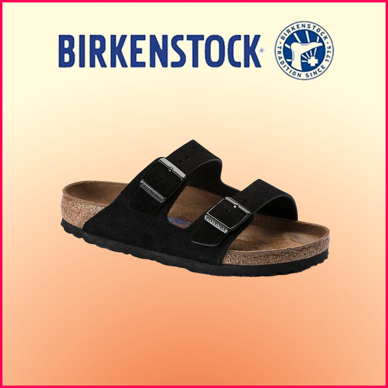 Birkenstock Arizona Soft Footbed หนังกลับดำ พื้นคอร์ก-ลาเท็กซ์ รองรับส่วนโค้งเท้า ใส่เดินทั้งวันไม่เมื่อย