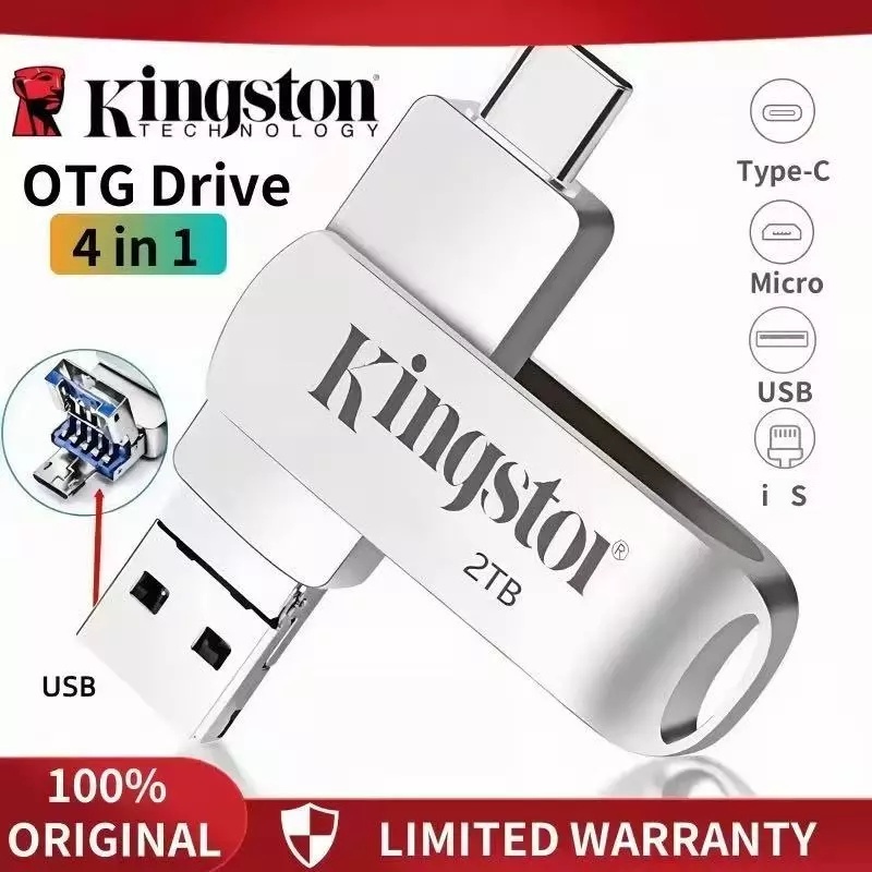 【4 IM1】king/ston U Disk 2TB USB3.2 Type-c 4 in 1กันน้ํา ความเร็วสูง แฟลชไดรฟ์ แฟลชไดรฟ์โลหะ flashdrive Pendrive