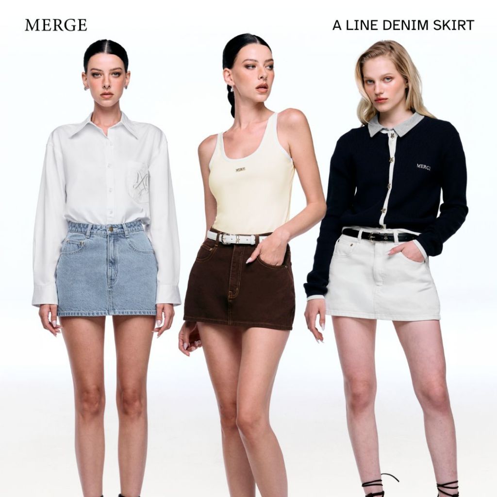 Merge Official - A Line Denim Skirt (พร้อมส่ง)