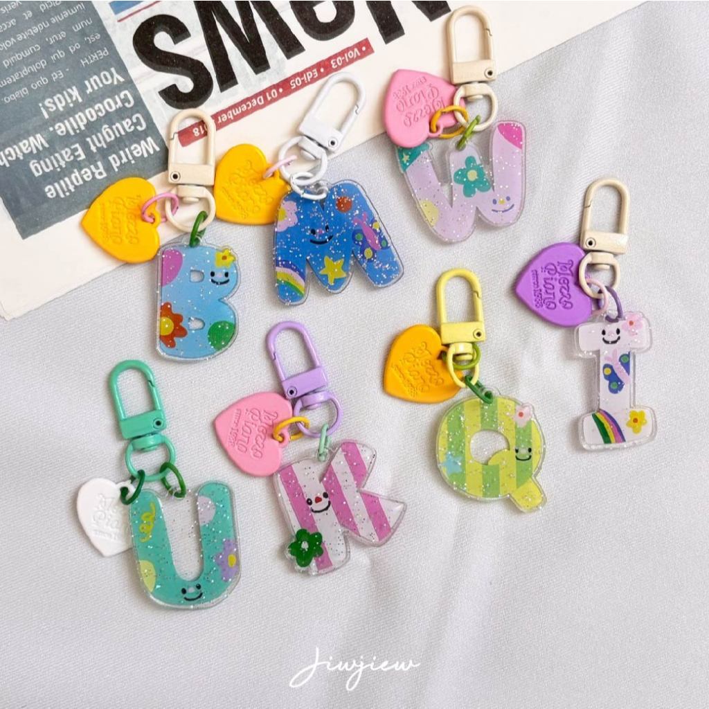 Jiwjiew I พวงกุญแจตัวอักษรพร้อมซอง ของปัจฉิม ของขวัญ ของแจก ของชำร่วย