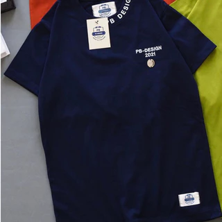 PB DESIGN เสื้อยืดแขนสั้น รุ่นคอแถบใหม่ ผ้าคอตตอนทรงตรง คอกลม S-3XL