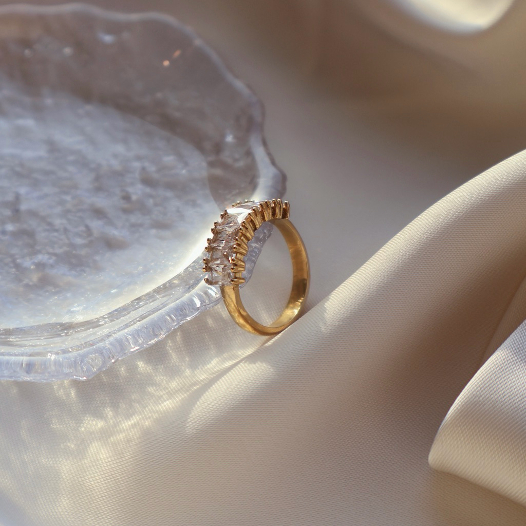 gigaglam glitz glow ring | แหวนไทเทเนียม ประดับเพชร cz