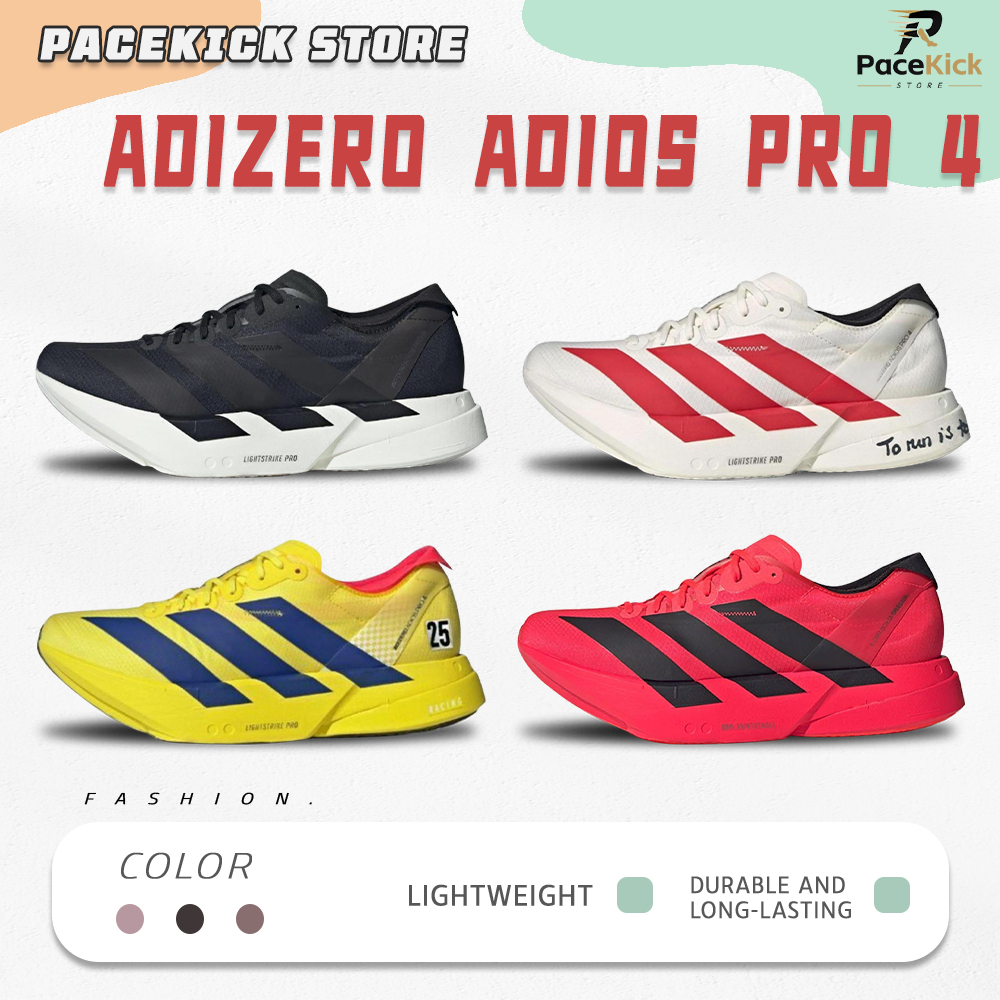 Adizero Adios Pro 4 JR6368/JR6373/JR6363รองเท้ากีฬาวิ่งระยะยาว แบบส้นต่ำ สบายและน้ำหนักเบา สำหรับผู้