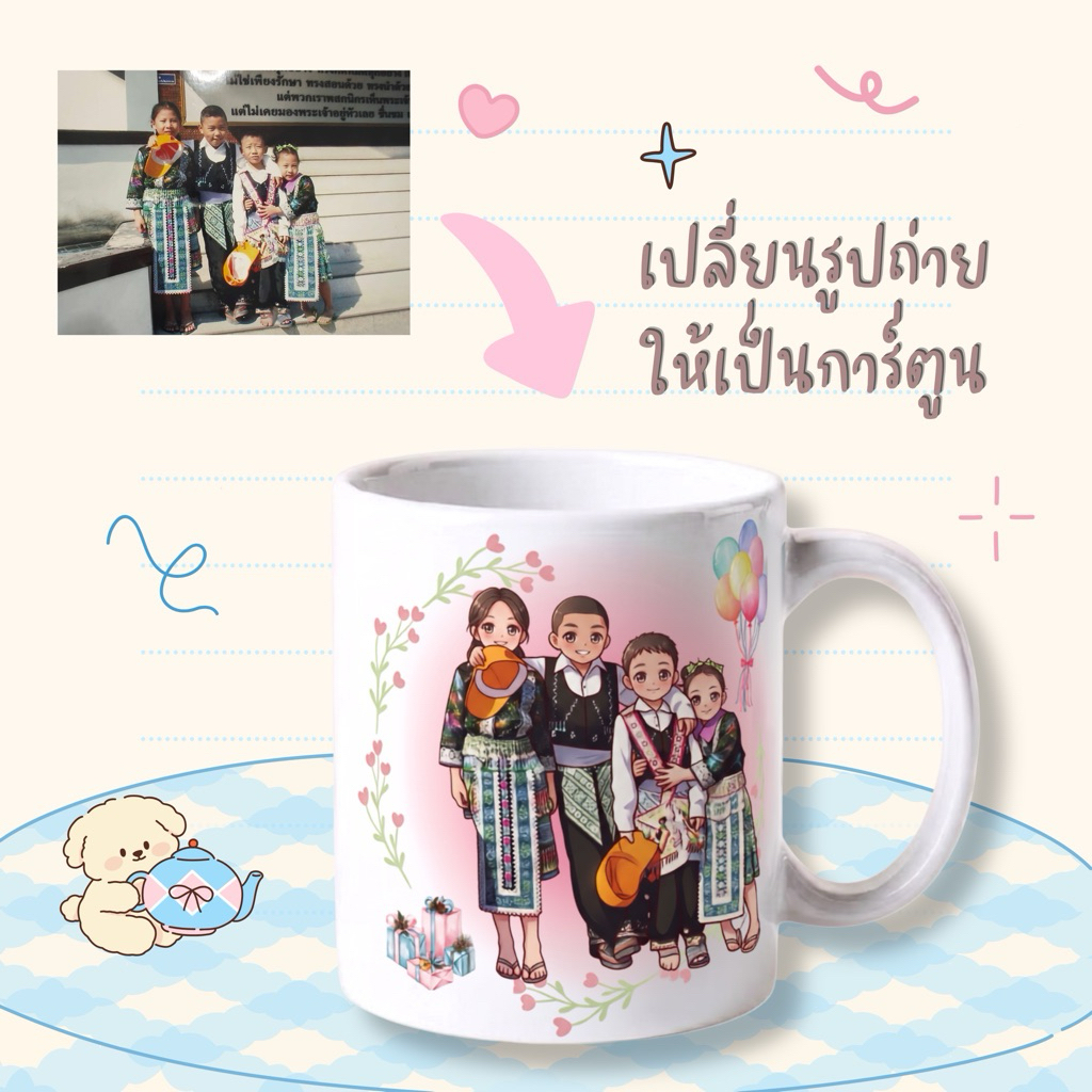 แก้วสกรีนชื่อ/รูป ออกแบบฟรีของ ขวัญวันเกิด คู่รัก รูปที่ 2