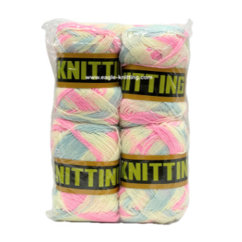 ไหมพรมอีเกิ้ลEagle Knittingสีเหลือบ4ply[Lลาย] 1ห่อ/4ม้วน [รหัส001-018]