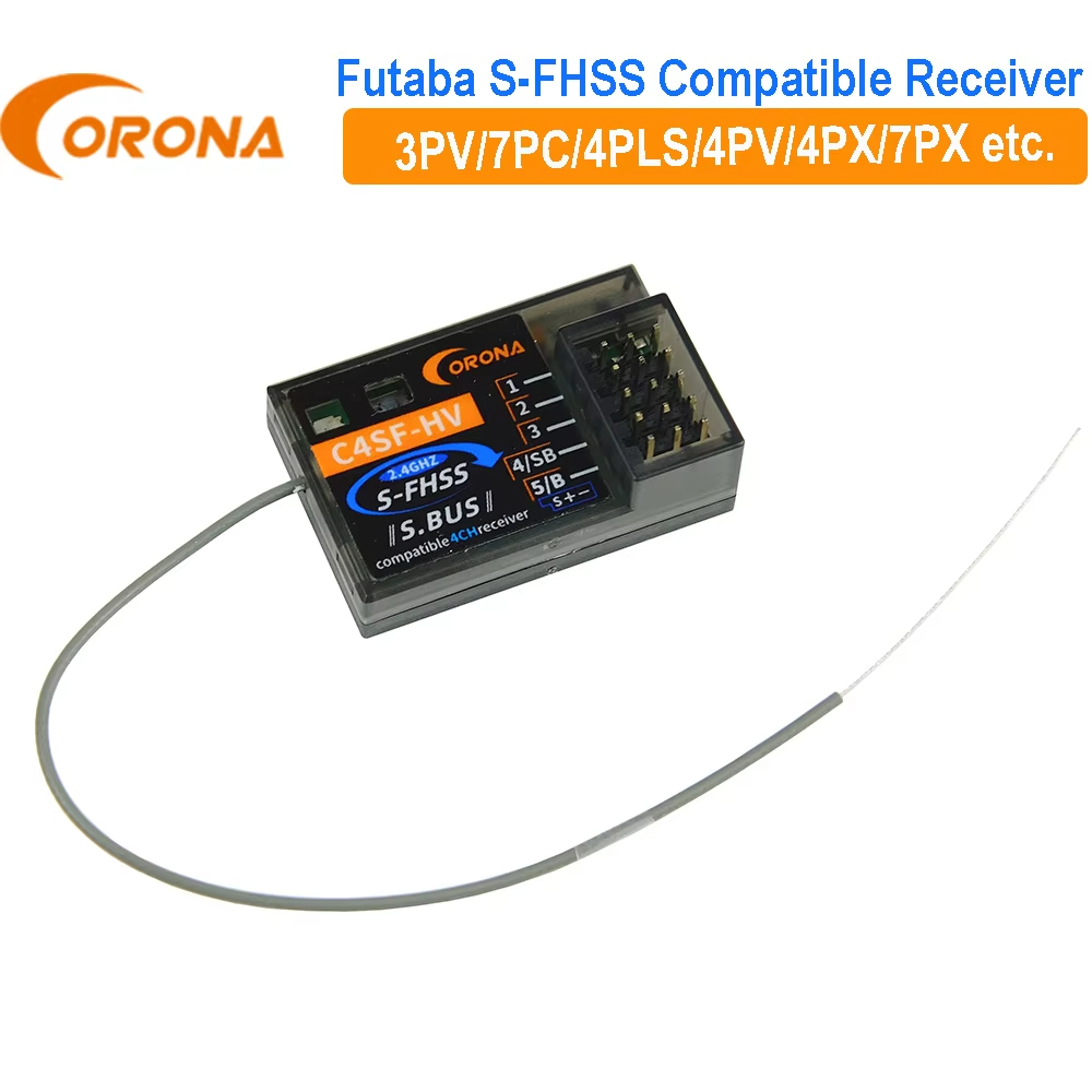 Corona C4SF รีซีฟเวอร์ FHSS S-FHSS SBUS ใช้กับ Futaba 4PM 3PV 7PX T14SG T8J T10J 4PX สำหรับรถบังคับ