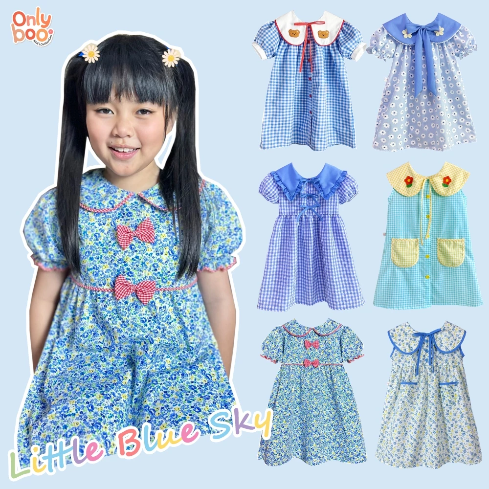 Little Blue Sky ชุดลูกสาวOnlyboo เดรสสีฟ้าน่ารักสดใส ใส่วันแม่