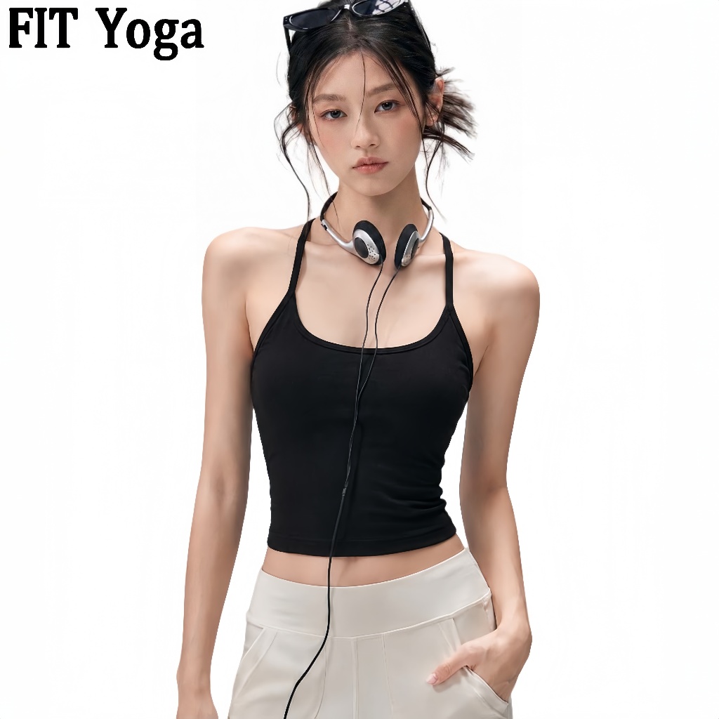 FitYoga เสื้อกล้ามกีฬากันกระแทกสตรีพร้อมแผ่นหน้าอก ผม ความงาม กลับ การฝึกอบรมแห้งเร็วฟิตเนสชุดชั้นในโยคะ