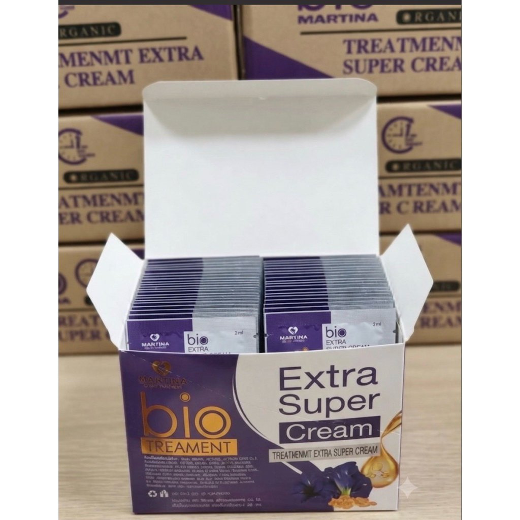 ยกกล่อง มี 24 ซอง คุ้มมากอัญชัน) Bio Treatment Extra Super Cream ทรีทเมนท์บำรุงผม Bio Martina ออร์แกนิก็