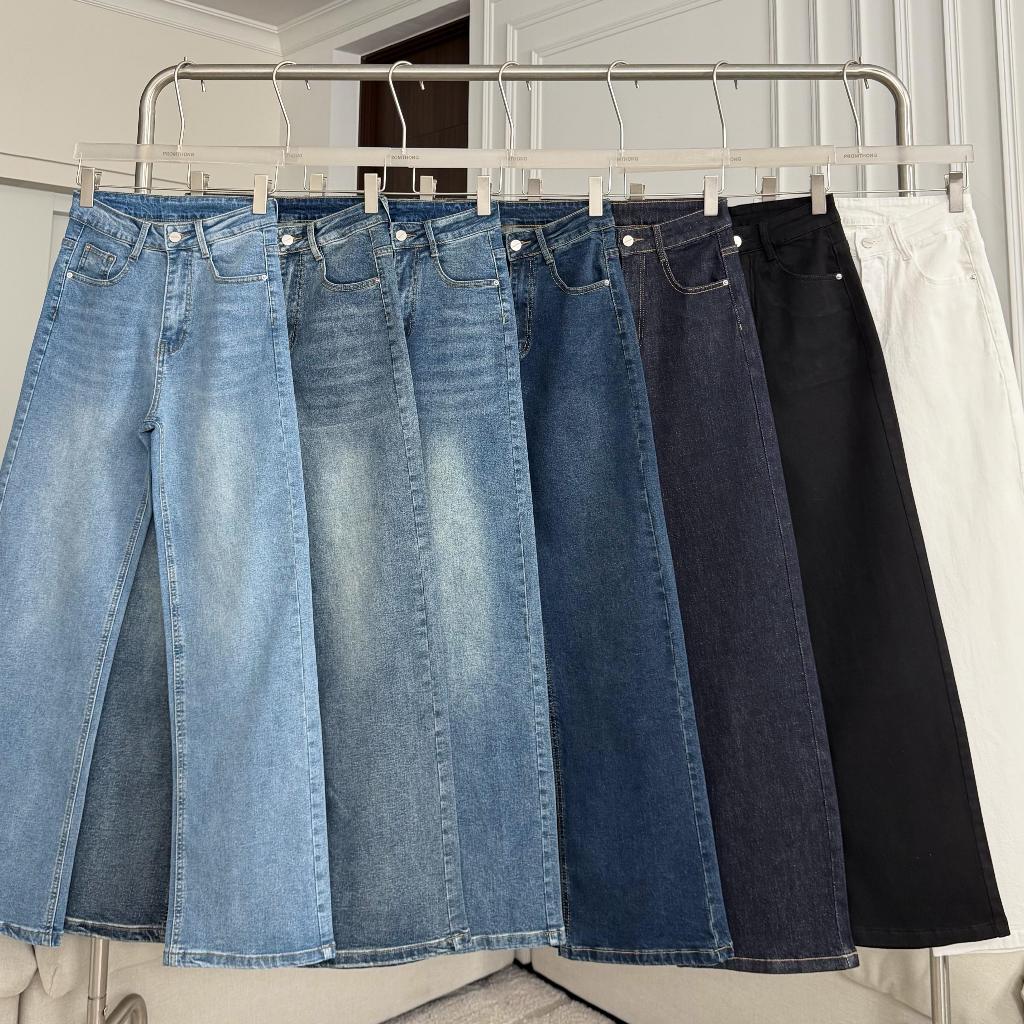 PTJ32230 Abby Basic Jeans กางเกงยีนส์เอวสูงขากระบอกผ้ายืด PROMTHONG