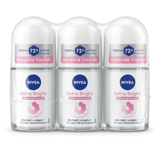 [แพ็ค 3 ]นีเวีย โรลออน เอ็กตร้า ไบรท์ เรเดียนโรลออน ขนาด 25 มล. Nivea extra bright radiant roll on 25 ml.
